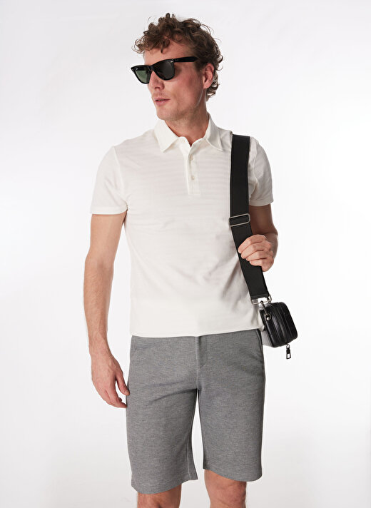Fabrika Kırık Beyaz Erkek Basic Jakarlı Polo T-Shirt F4SM-TST 0728  2