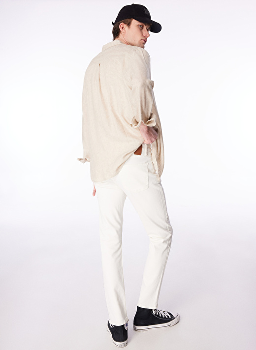 Fabrika Normal Bel Normal Paça Slim Fit Kırık Beyaz Erkek Denim Pantolon F4SM-PNT 110 2