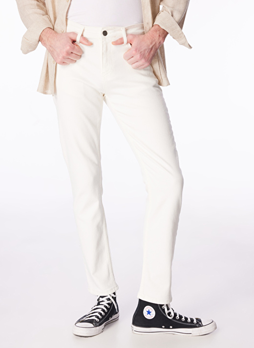 Fabrika Normal Bel Normal Paça Slim Fit Kırık Beyaz Erkek Denim Pantolon F4SM-PNT 110 3