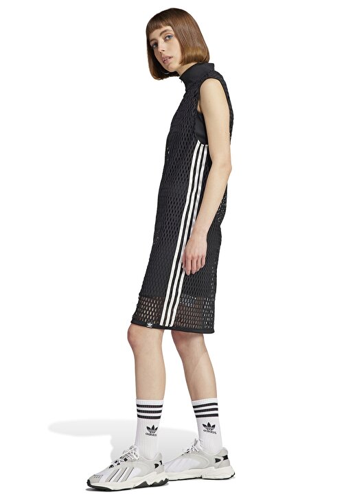 Adidas Siyah Kadın Fermuarlı Slim Fit Elbise IJ5029-RIB DRESS 3