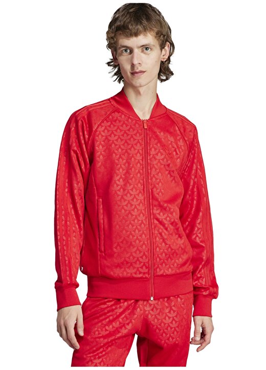 Adidas Kırmızı Erkek Dik Yaka Desenli Zip Ceket IJ5689-MONO SST TT 1