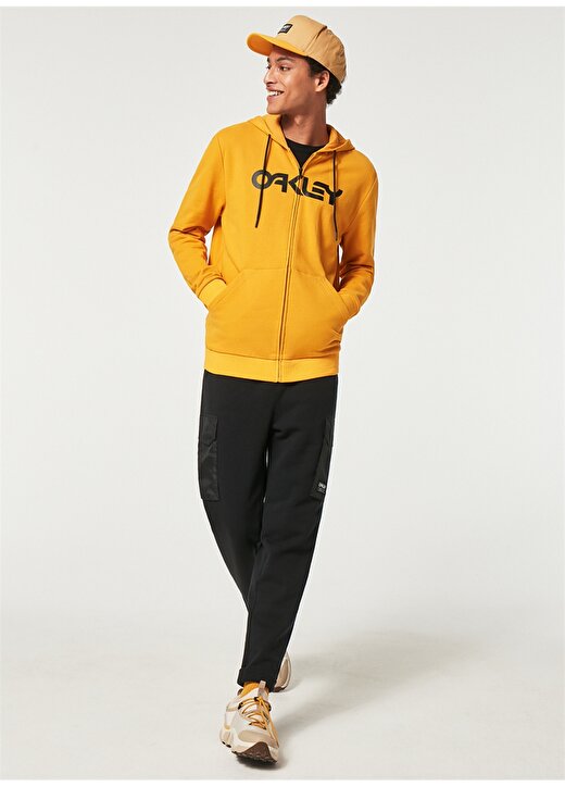 Oakley Siyah - Sarı Erkek Kapüşonlu Baskılı Sweatshirt FOA403057 TEDDY FULL ZIP HODDIE 4