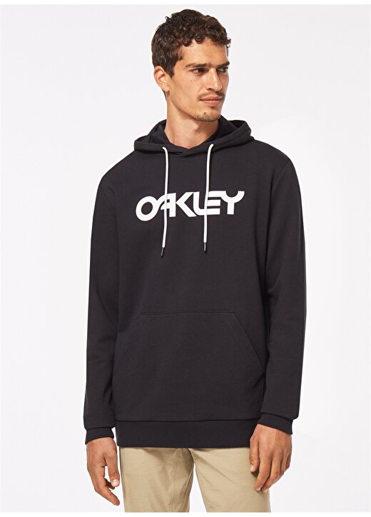 Oakley Siyah - Beyaz Erkek Kapüşonlu Baskılı Sweatshirt FOA402599 B1B PO HOODIE 2.0 1
