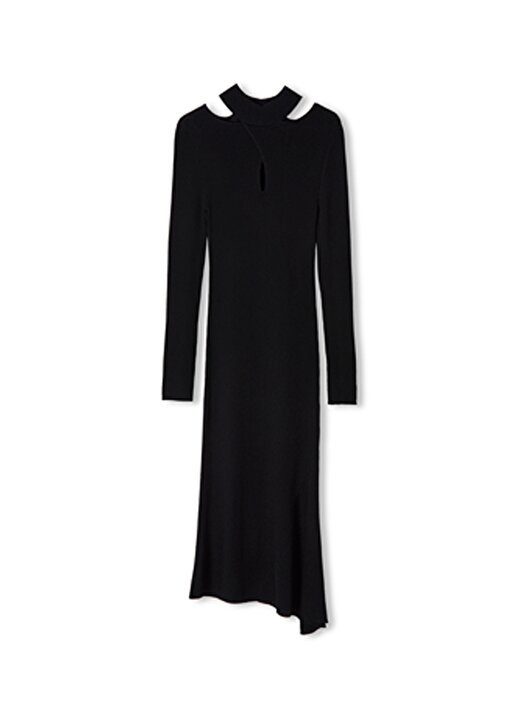 İpekyol Dik Yaka Siyah Midi Kadın Elbise IW6230002163001 2