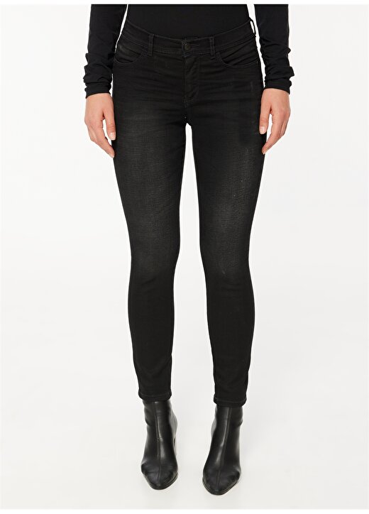 Sisley Yüksek Bel Düz Paça Slim Fit Koyu Lacivert Kadın Denim Pantolon 4RR3575V7 2