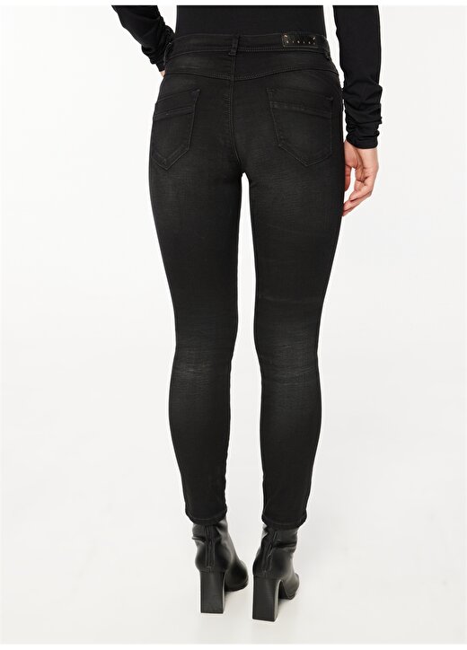 Sisley Yüksek Bel Düz Paça Slim Fit Koyu Lacivert Kadın Denim Pantolon 4RR3575V7 4
