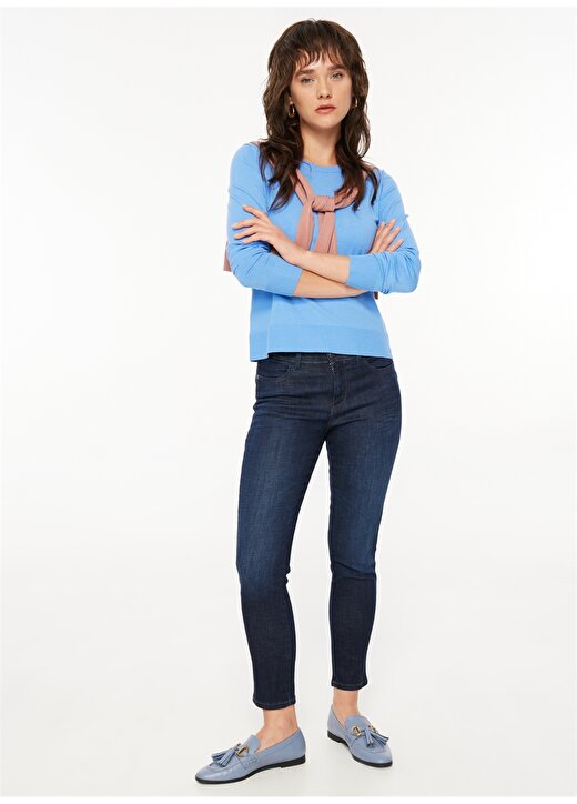 Sisley Yüksek Bel Düz Paça Slim Fit Mavi Kadın Denim Pantolon 4RR3575V7 1