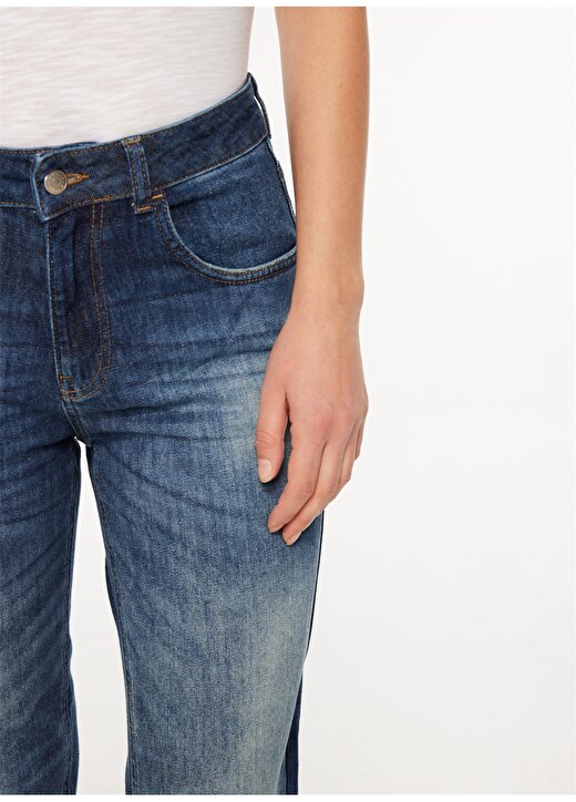 Sisley Yüksek Bel Duble Paça Regular Fit Mavi Kadın Denim Pantolon 4CGP575O7 3