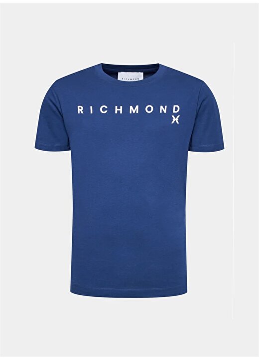 John Richmond Bisiklet Yaka Mavi Erkek T-Shirt UMA23082TS3 1