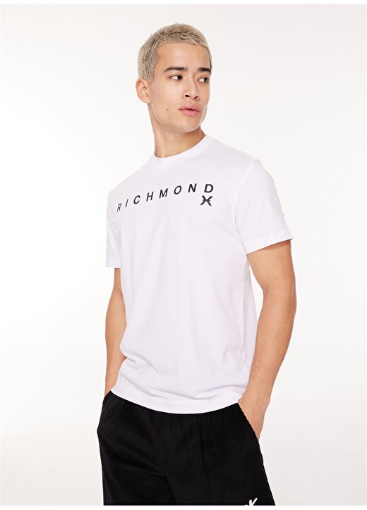John Richmond Bisiklet Yaka Beyaz Erkek T-Shirt UMA23082TS 1