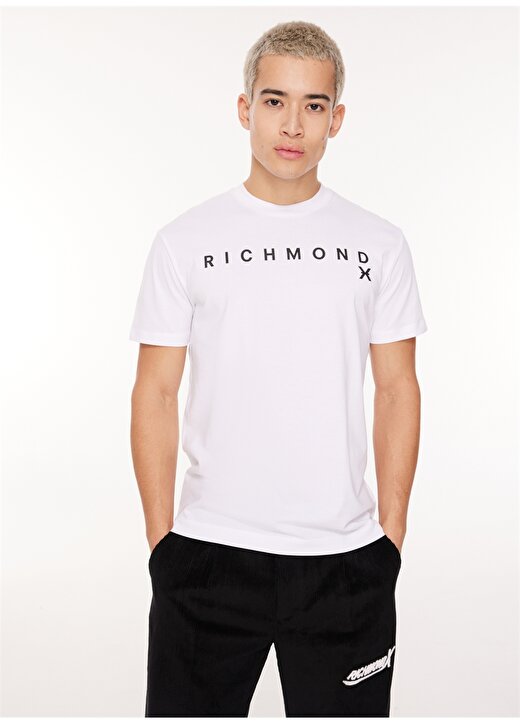 John Richmond Bisiklet Yaka Beyaz Erkek T-Shirt UMA23082TS 3