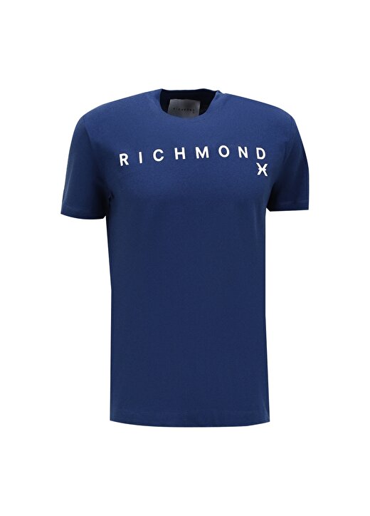 John Richmond Bisiklet Yaka Mavi Erkek T-Shirt UMA23082TS2 1