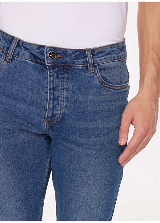 John Richmond Normal Bel Normal Paça Slim Fit Lacivert Erkek Denim Pantolon UMA23129JE 4