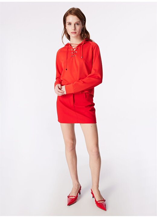Fabrika Kırmızı Kadın Kapüşonlu Sweatshirt F4SL-SWT0192 3