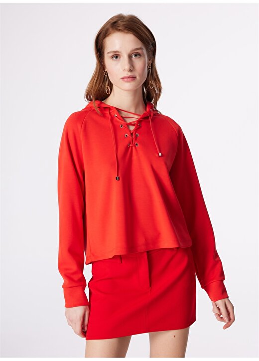 Fabrika Kırmızı Kadın Kapüşonlu Sweatshirt F4SL-SWT0192 4