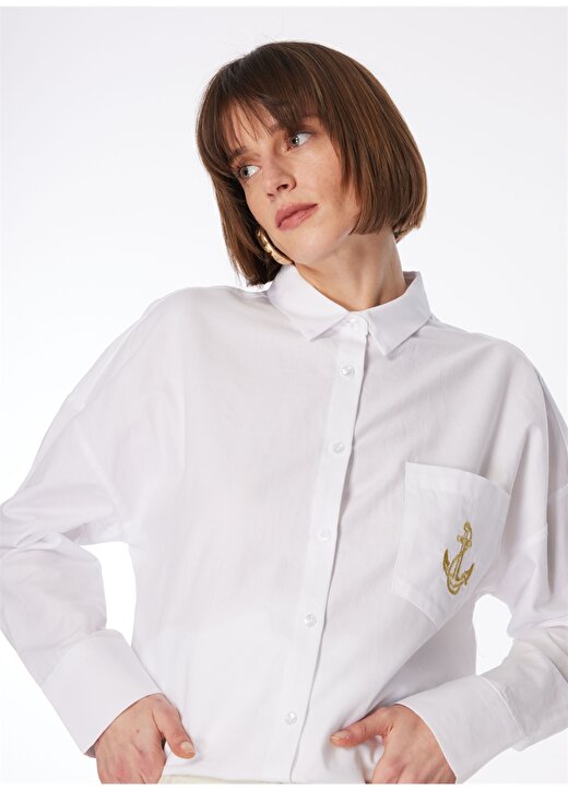 Fabrika Beyaz Kadın Basic Gömlek F4SL-GML0252 2