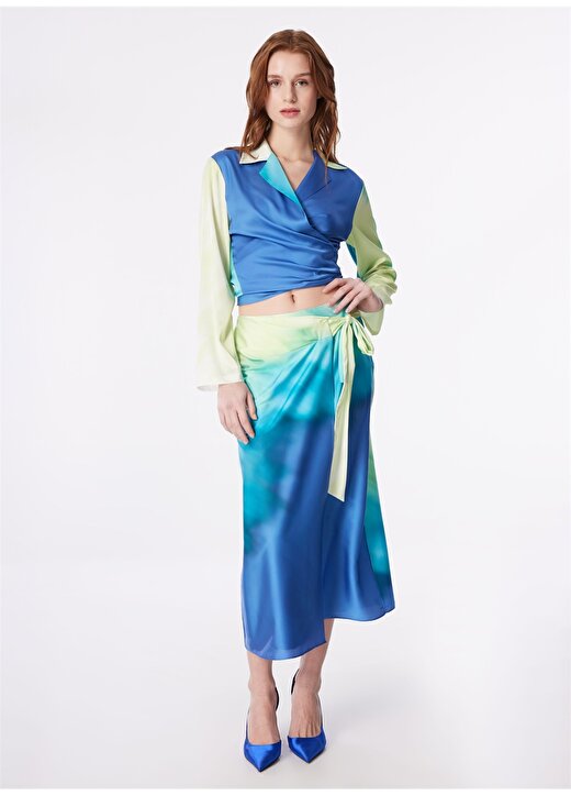 Fabrika Kruvaze Yaka Batik Çok Renkli Kadın Bluz F4SL-BLZ0835 2