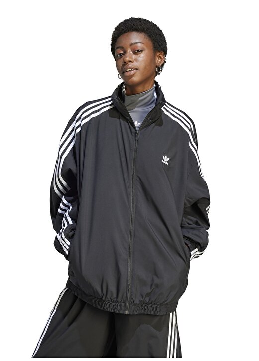 Adidas Siyah Kadın Kapüşon Yaka Zip Ceket IV9339-OVSD TRACK TOP 1