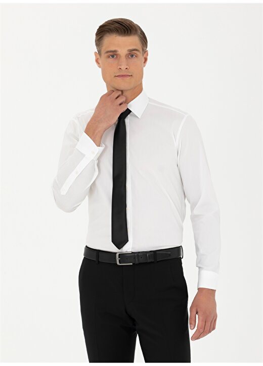 Cacharel Slim Fit Gömlek Yaka Beyaz Erkek Gömlek PIXEL 2