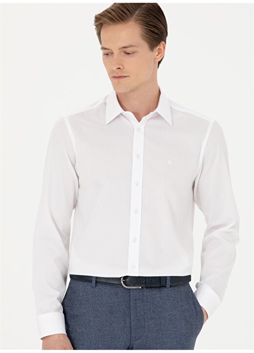 Cacharel Slim Fit Gömlek Yaka Beyaz Erkek Gömlek PORTO 1