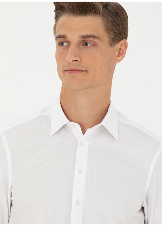 Cacharel Slim Fit Gömlek Yaka Beyaz Erkek Gömlek ROMANO 2