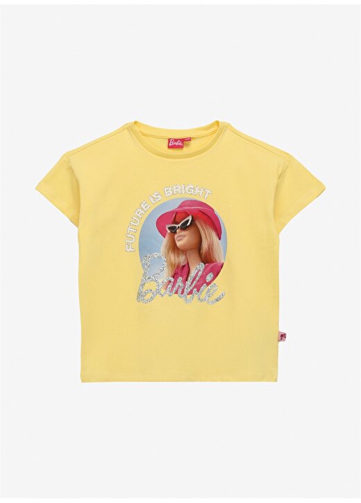 Barbie Sarı Kız Çocuk Bisiklet Yaka Regular Fit Baskılı T-Shirt BRB4SG-TST6011 1