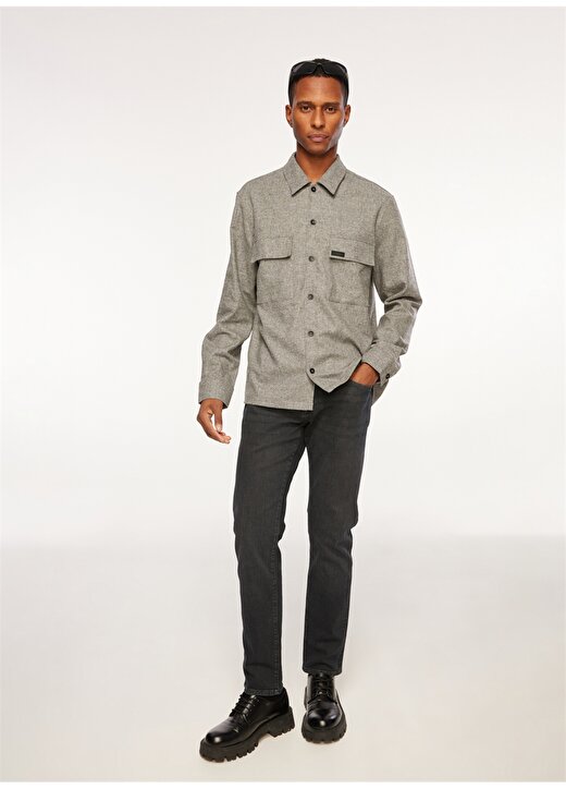 Calvin Klein Slim Fit Düğmeli Yaka Gri Erkek Gömlek K10K111727PTA 2