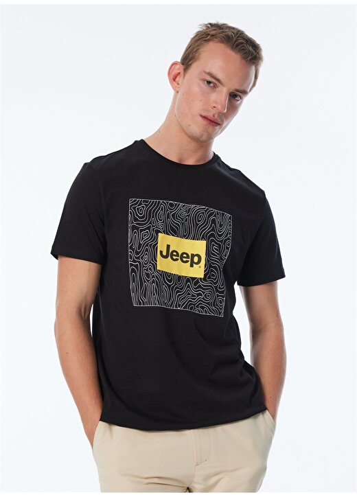 Jeep Siyah Erkek Bisiklet Yaka Relaxed Baskılı T-Shirt C4SM-TST4571 4