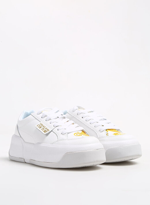 Versace Jeans Couture Sarı - Beyaz Kadın Deri Sneaker 75VA3ST2ZP305G03  2