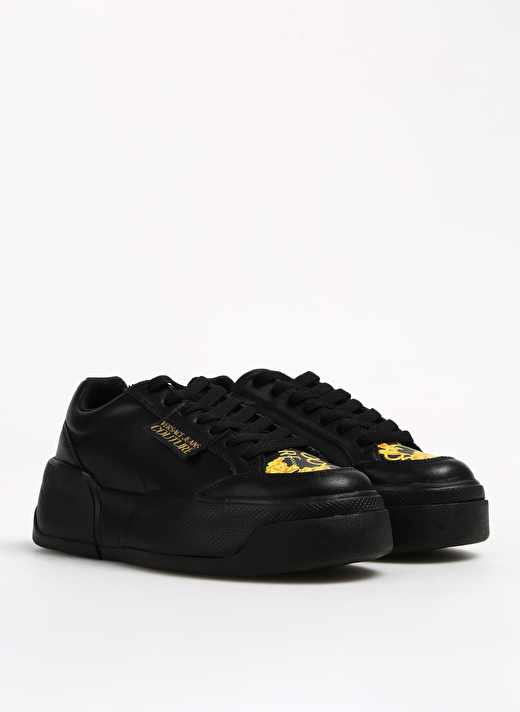 Versace Jeans Couture Sarı - Siyah Kadın Deri Sneaker 75VA3ST2ZP305G89  2