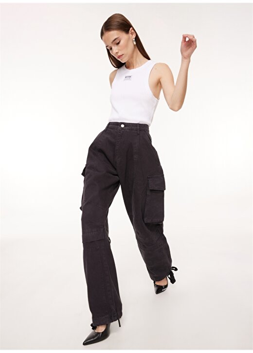 Moschino Jeans Yüksek Bel Normal Siyah Kadın Pantolon A0311 1