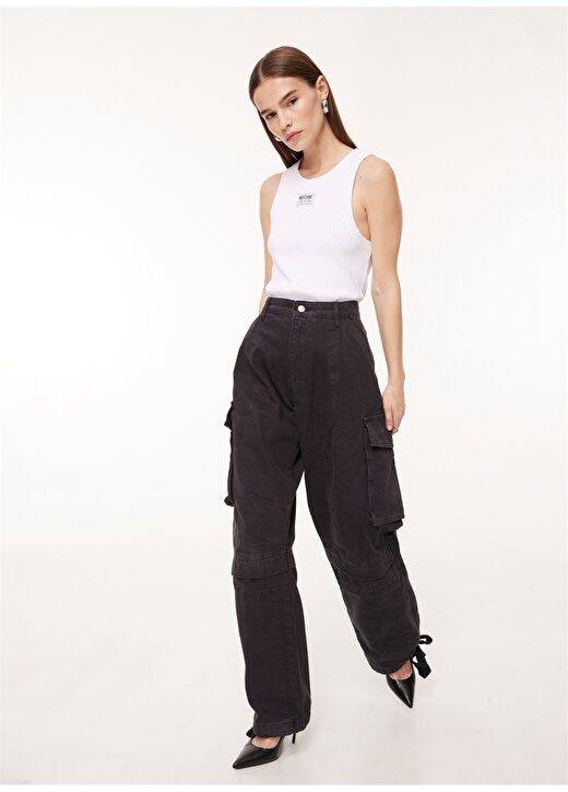 Moschino Jeans Yüksek Bel Normal Siyah Kadın Pantolon A0311 3