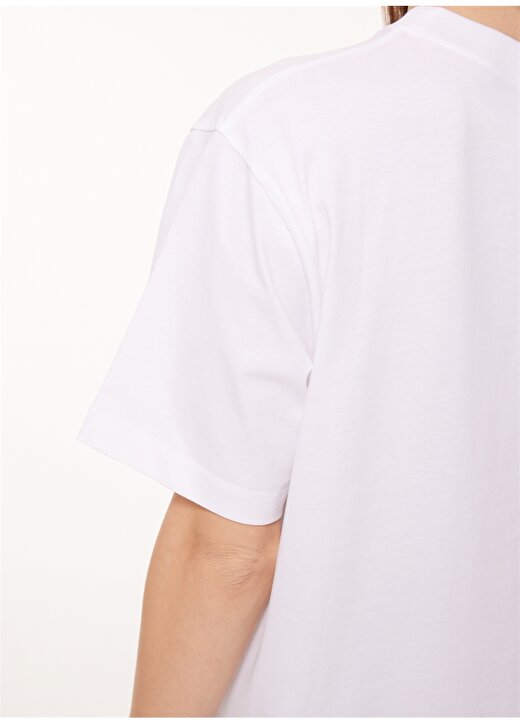 Moschino Jeans Bisiklet Yaka Baskılı Beyaz Kadın T-Shirt J0708 4