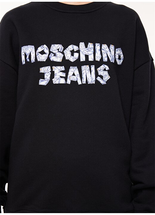 Moschino Jeans Bisiklet Yaka Baskılı Siyah Kadın Sweatshırt A1703 4