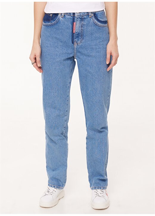 Moschino Jeans Yüksek Bel Düz Paça Normal İndigo Kadın Denim Pantolon J0330 3