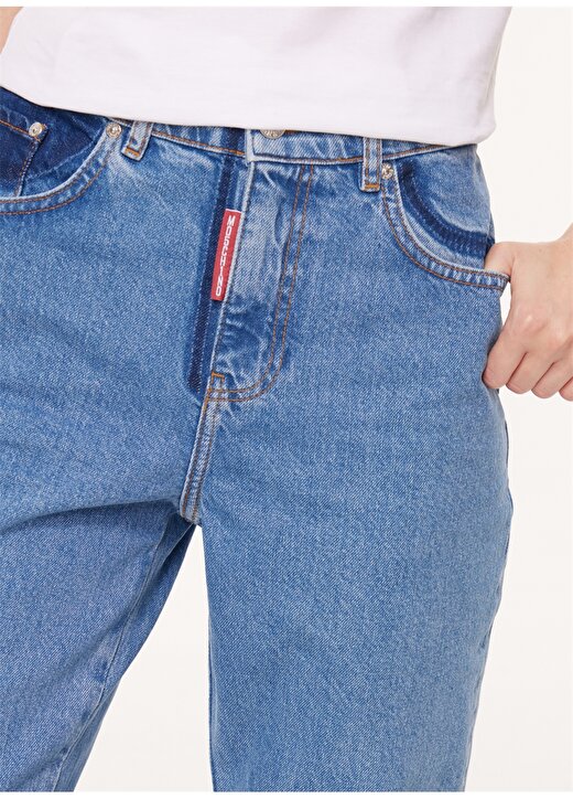Moschino Jeans Yüksek Bel Düz Paça Normal İndigo Kadın Denim Pantolon J0330 4