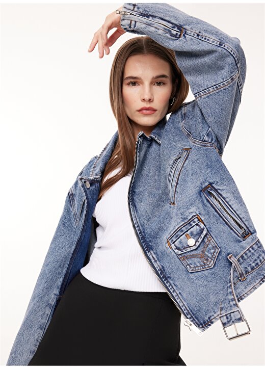 Moschino Jeans İndigo Kadın Denim Ceket J0509 1