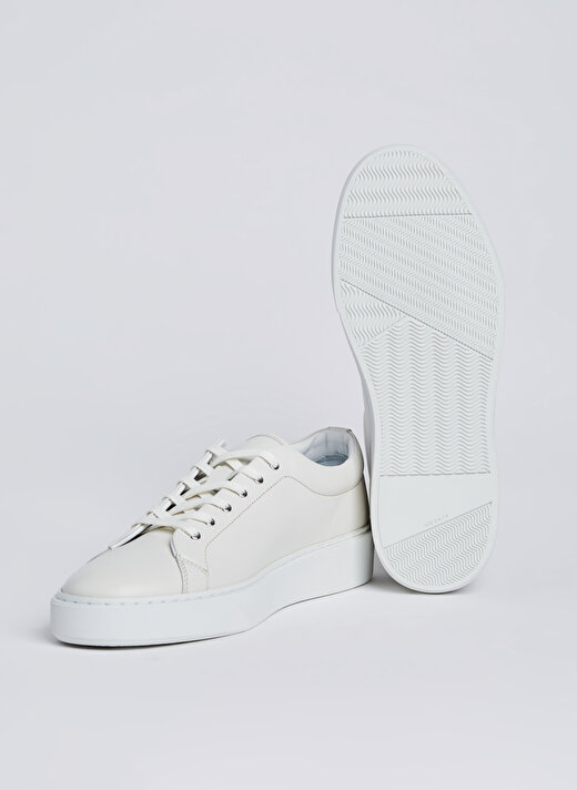 KARL LAGERFELD Ekru Erkek Deri Sneaker FLINT Lace Lo Lthr 4