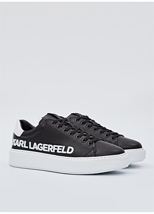 KARL LAGERFELD Siyah - Beyaz Erkek Deri Sneaker MAXI KUP Injekt Logo Lo 2