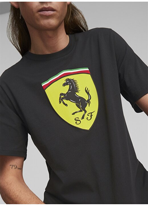 Puma 53817501 Ferrari Race Big Shld T Cl Siyah Erkek Yuvarlak Yaka Regular Fit T-Shirt 2