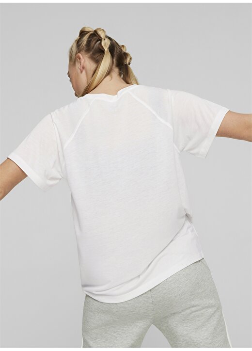Puma 67306602 EVOSTRIPE Tee Beyaz Kadın Yuvarlak Yaka Regular Fit T-Shirt 4