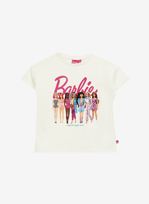 Barbie Baskılı Ekru Kız Çocuk T-Shirt BRB4SG-TST6015 1