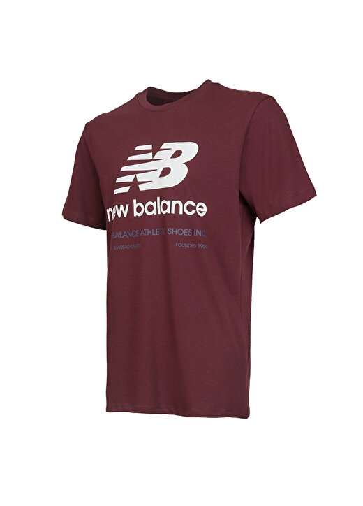 New Balance Bordo Erkek Bisiklet Yaka T-Shirt MNT3320-BKR-NB 1