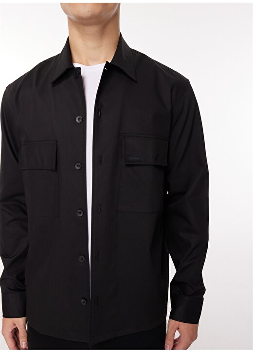 Calvin Klein Slim Fit Gömlek Yaka Siyah Erkek Gömlek K10K112232BEH 4