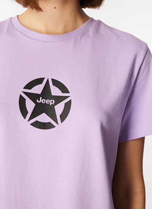 Jeep Lila Kadın Bisiklet Yaka Basic Baskılı T-Shirt J4SL-TST7030  4