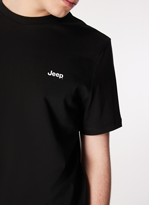 Jeep Siyah Erkek Bisiklet Yaka Basic Baskılı T-Shirt J4SM-TST7245  4