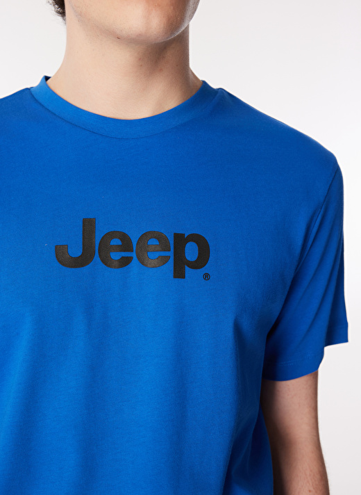 Jeep Mavi Erkek Bisiklet Yaka Basic Baskılı T-Shirt J4SM-TST7246  4