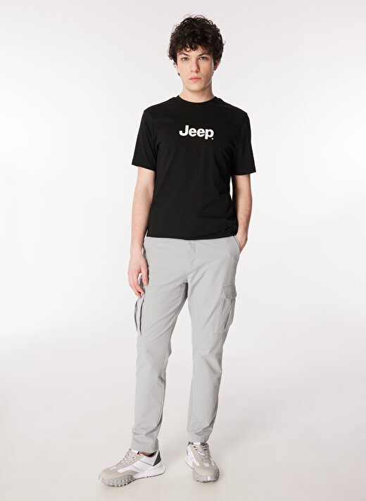 Jeep Siyah Erkek Bisiklet Yaka Basic Baskılı T-Shirt J4SM-TST7246  2