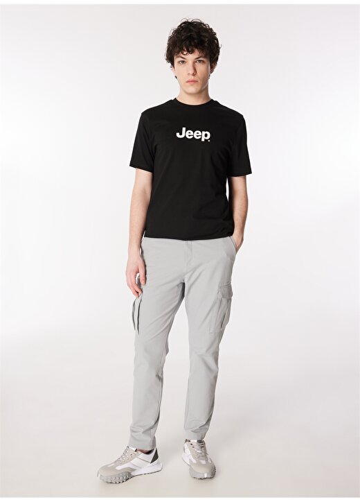 Jeep Siyah Erkek Bisiklet Yaka Basic Baskılı T-Shirt J4SM-TST7246 2