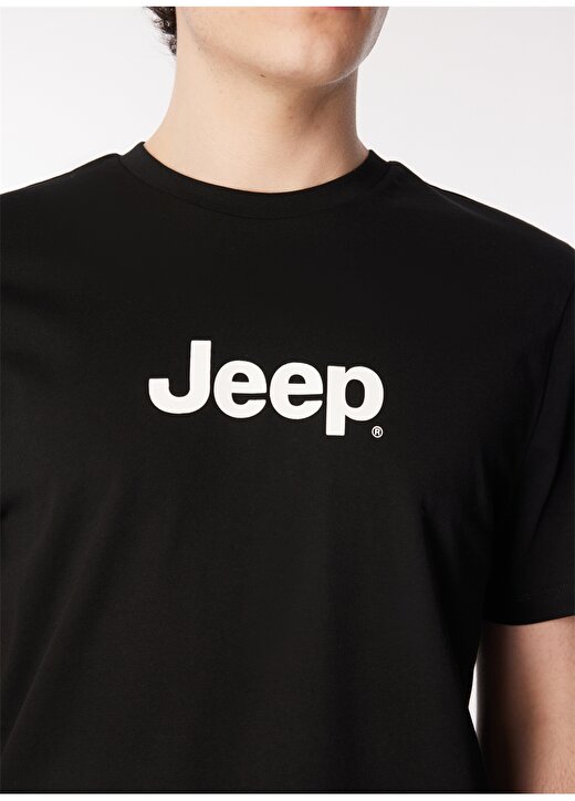 Jeep Siyah Erkek Bisiklet Yaka Basic Baskılı T-Shirt J4SM-TST7246 4